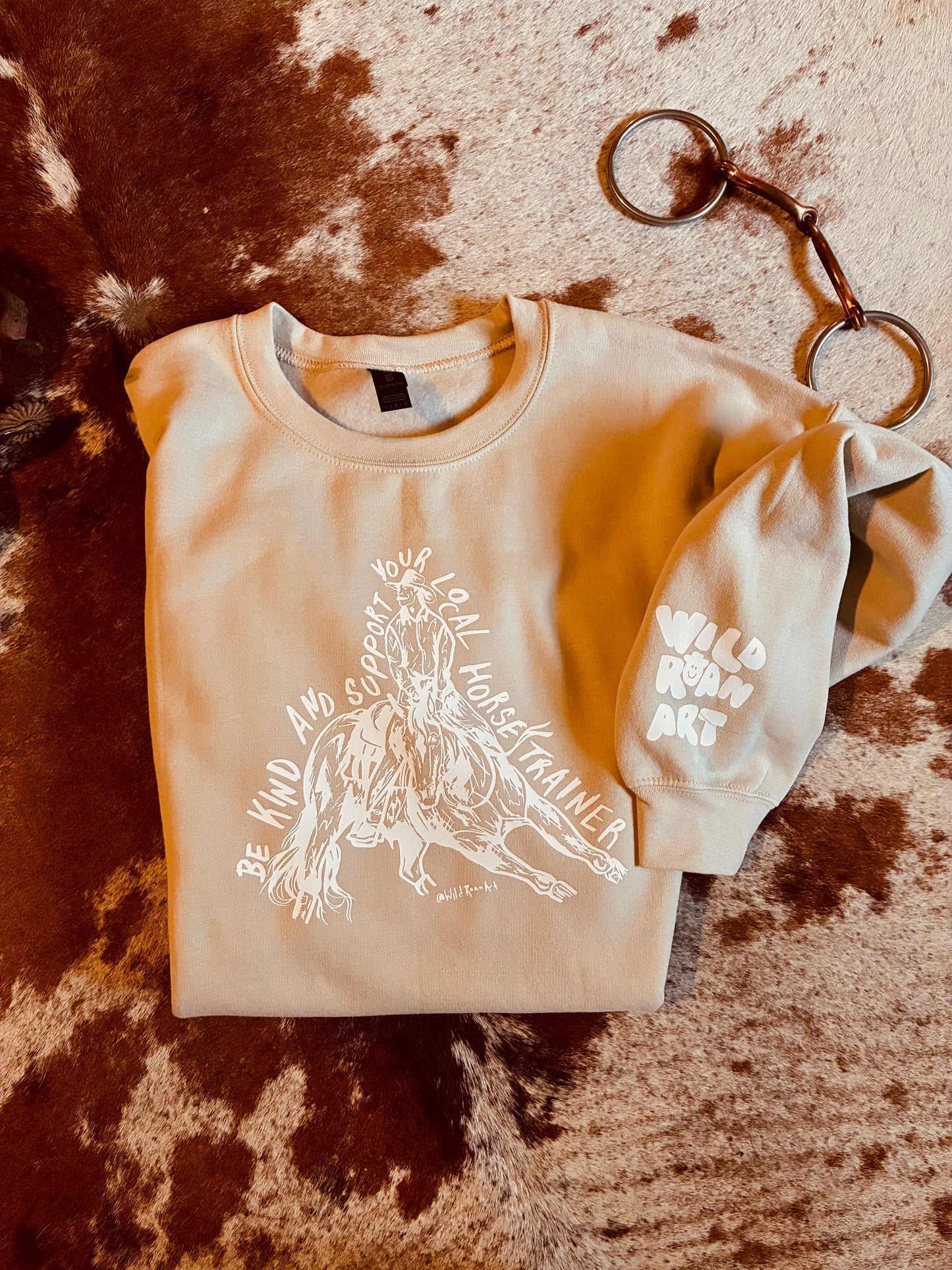 Horse Trainer Tan Crewneck White Vinyl