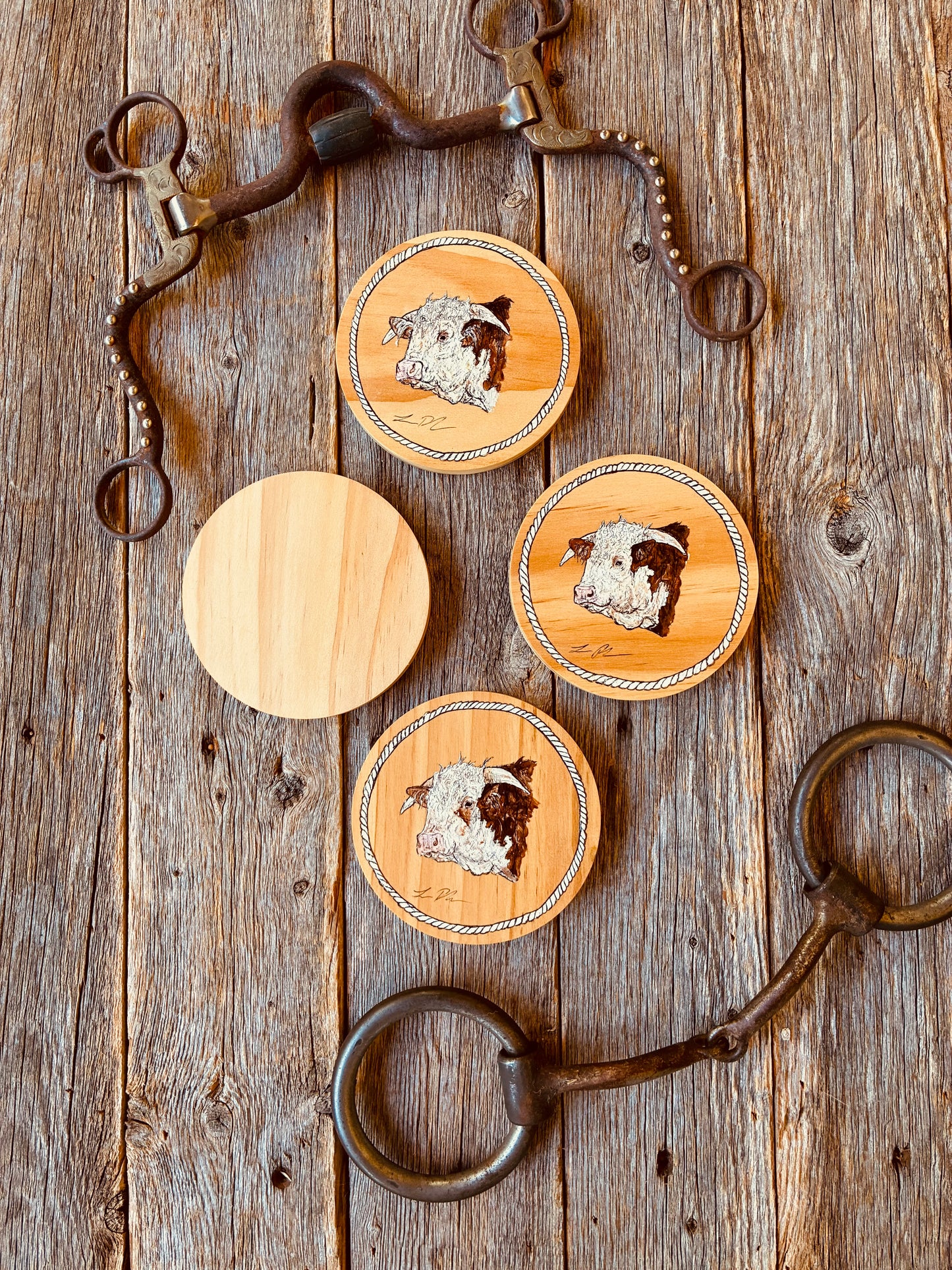 Hereford Round Wooden Coasters