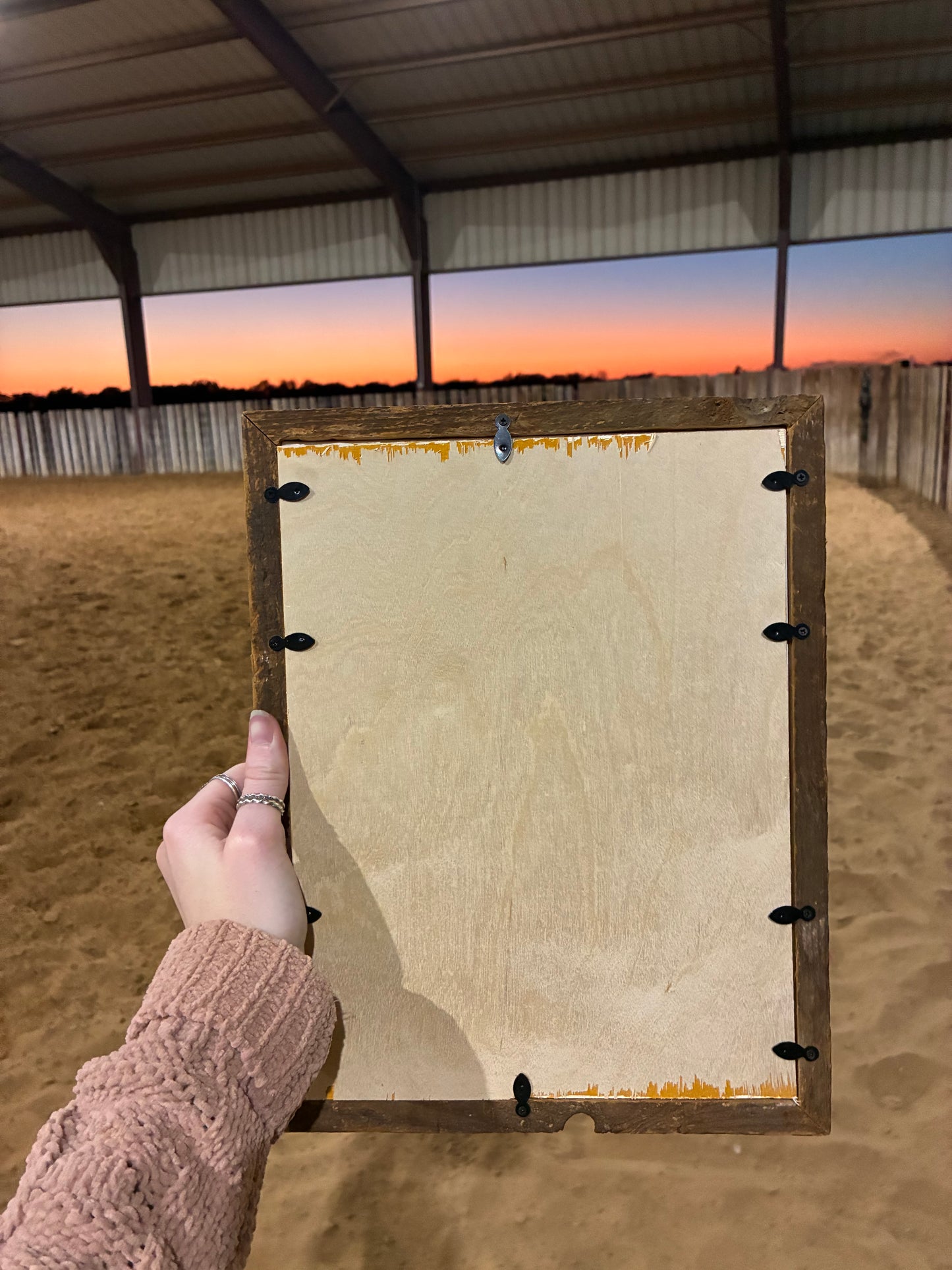 Bronc Daze Painted Canvas in Handmade Barn Wood Frame