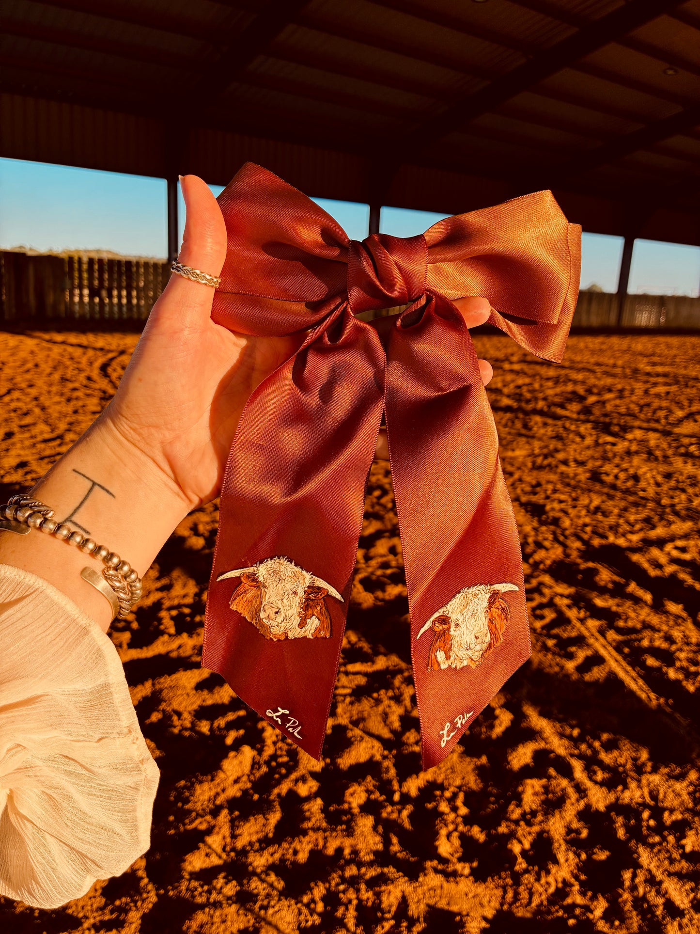 Hereford Brown HANDPAINTED Hairbow