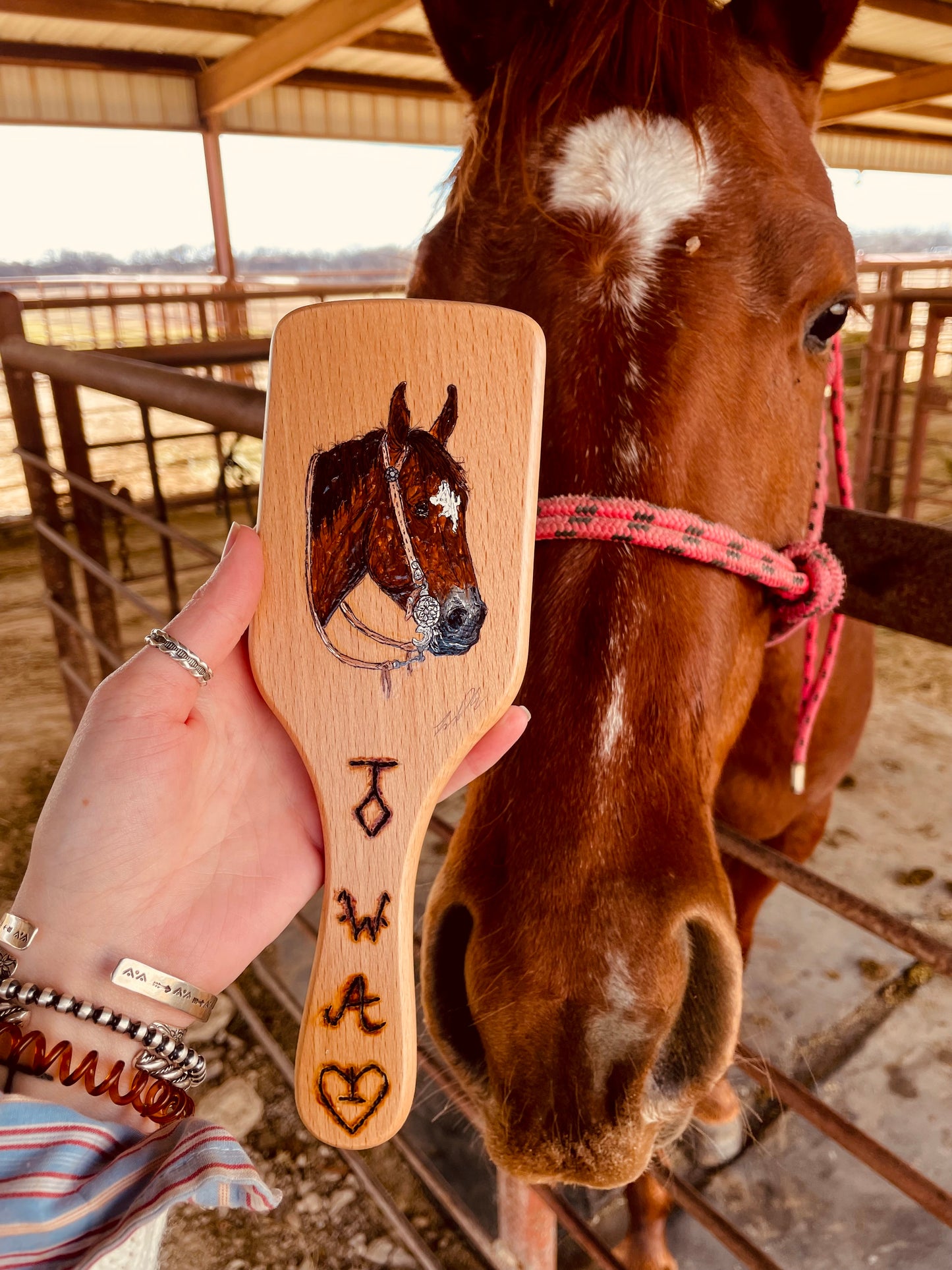 Elvira Handpainted Wooden Hairbrush