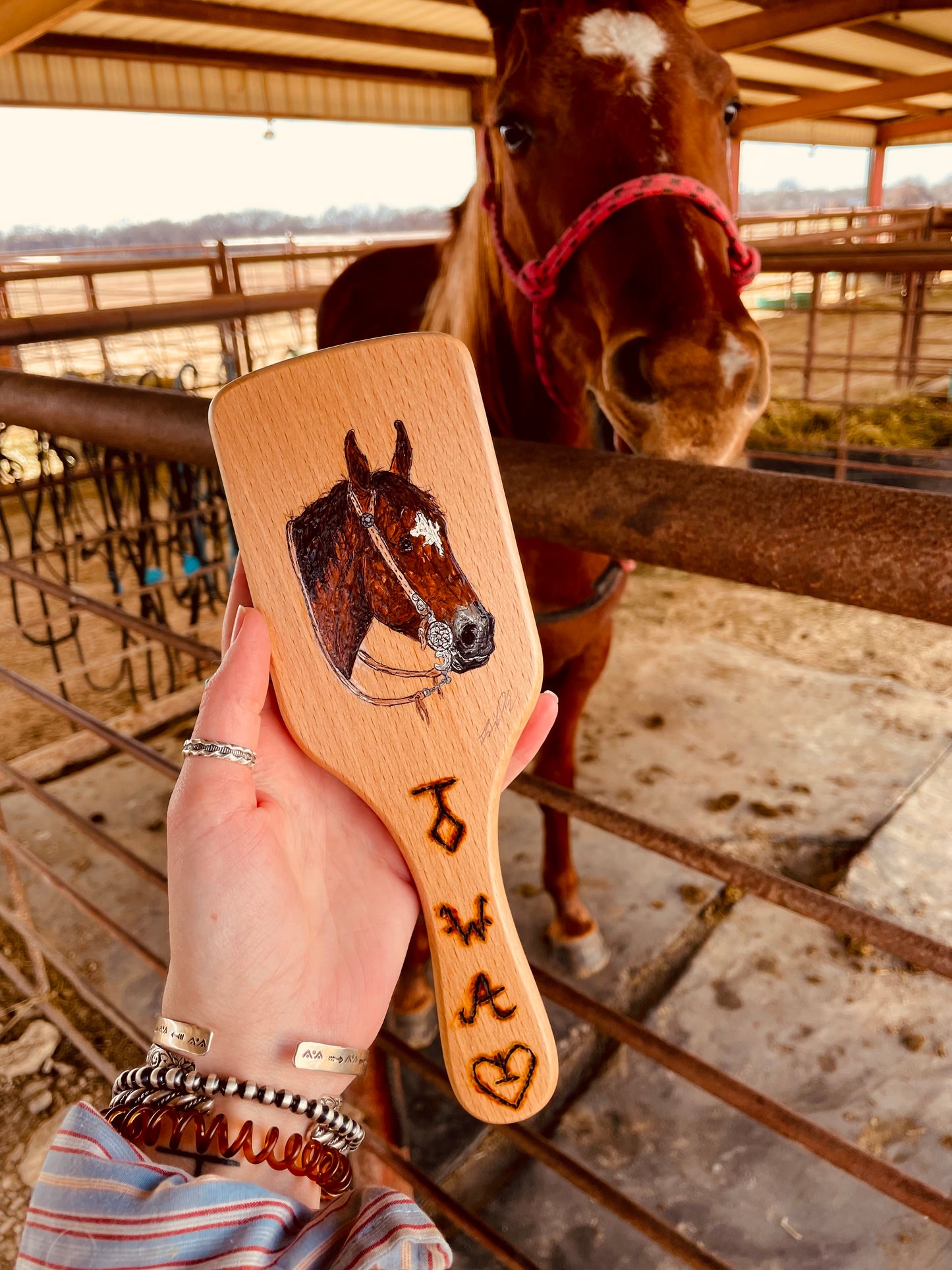 Elvira Handpainted Wooden Hairbrush