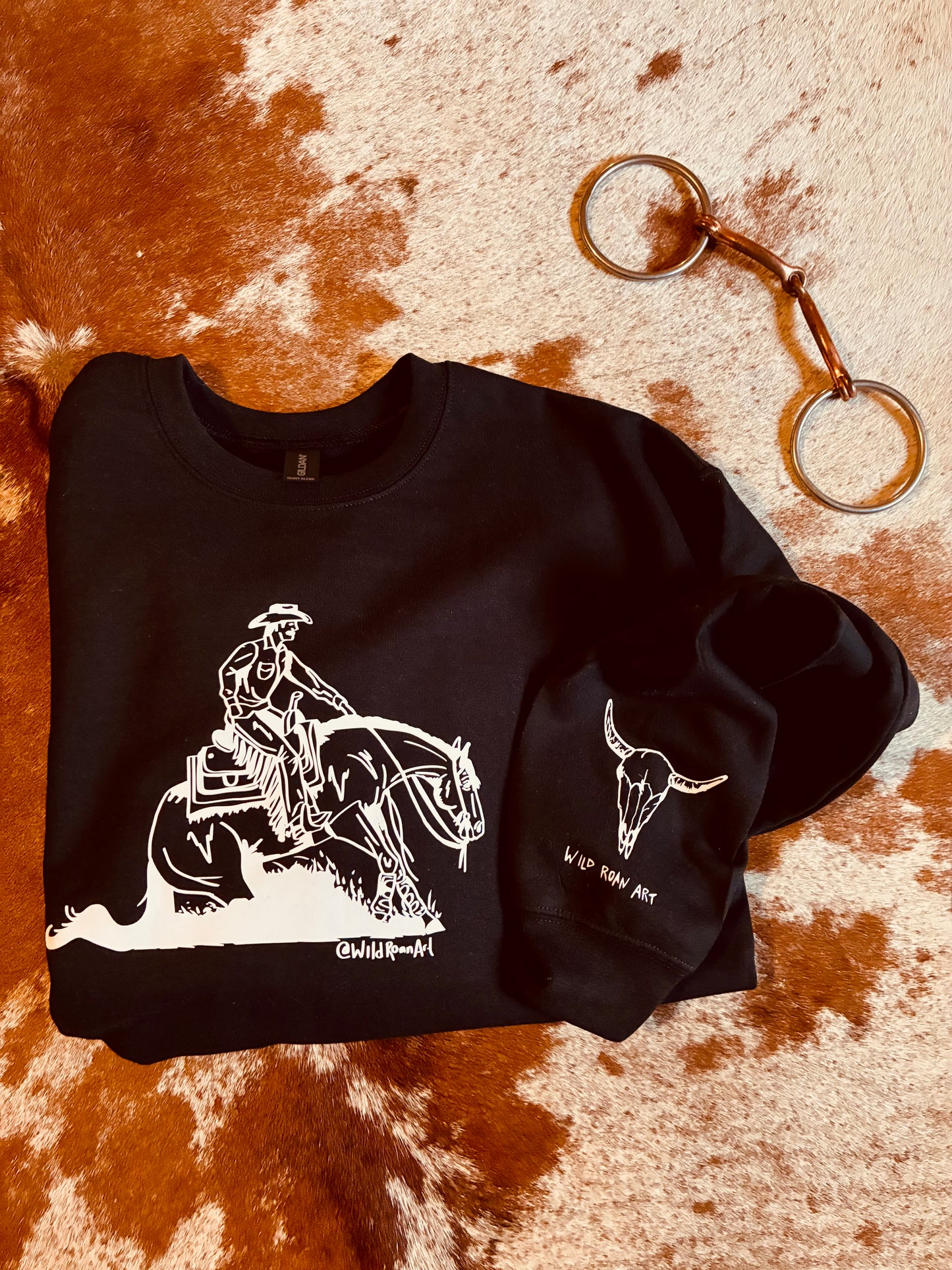 Cowhorse Black Crewneck