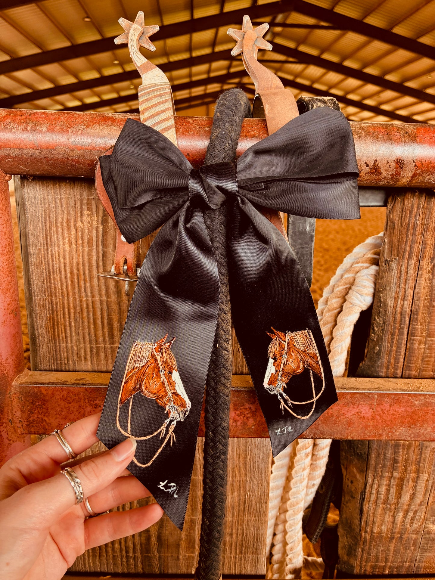 Augustus Black HANDPAINTED Hairbow