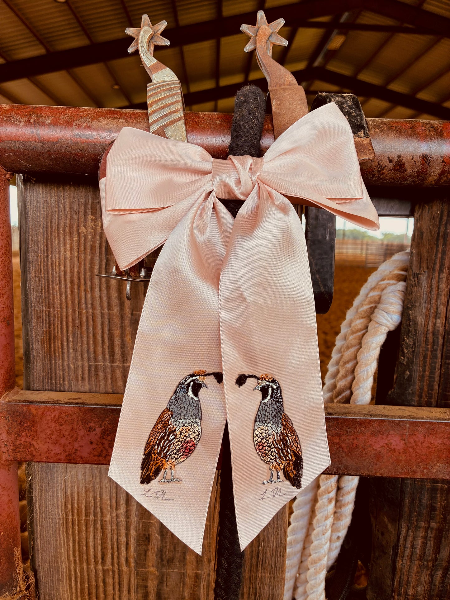 Quail Baby Pink HANDPAINTED Hairbow