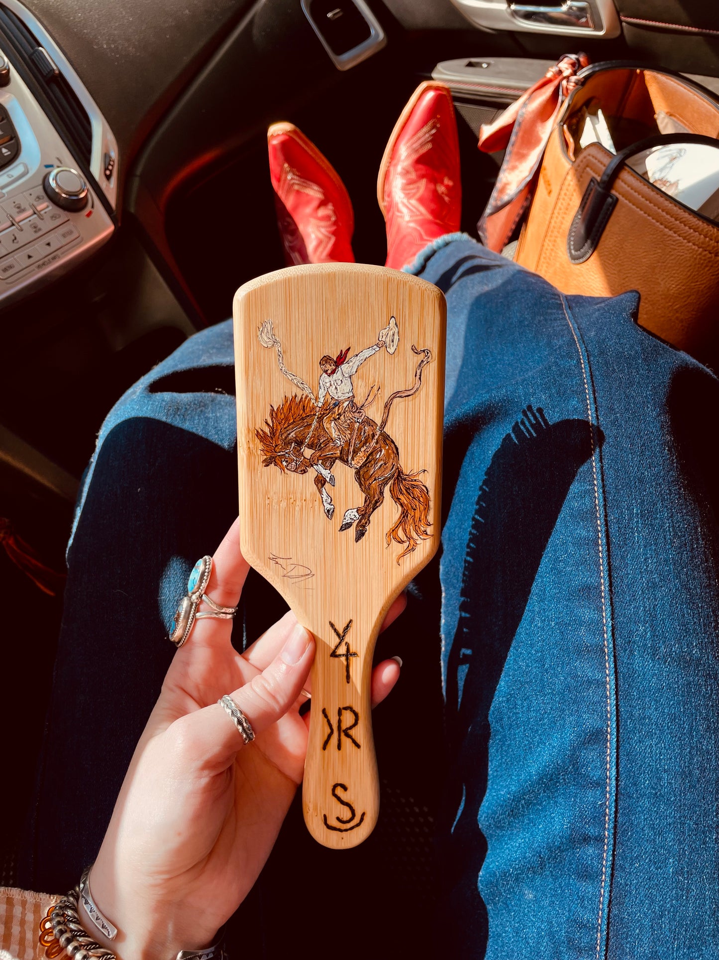 Bucker Handpainted Wooden Hairbrush