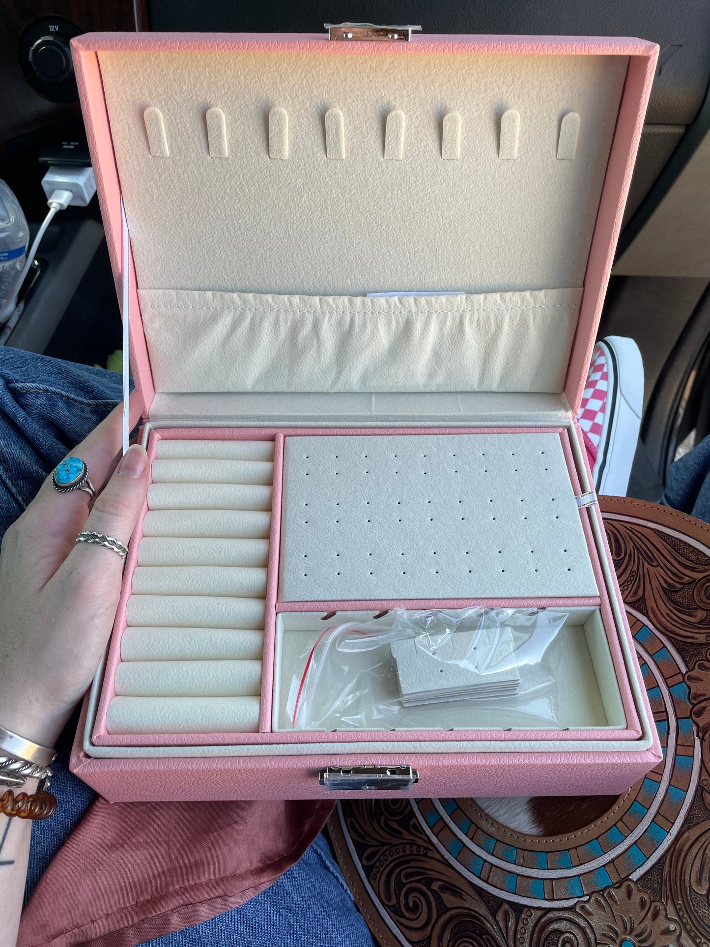 Turquoise & Silver XL Pink Jewelry Box