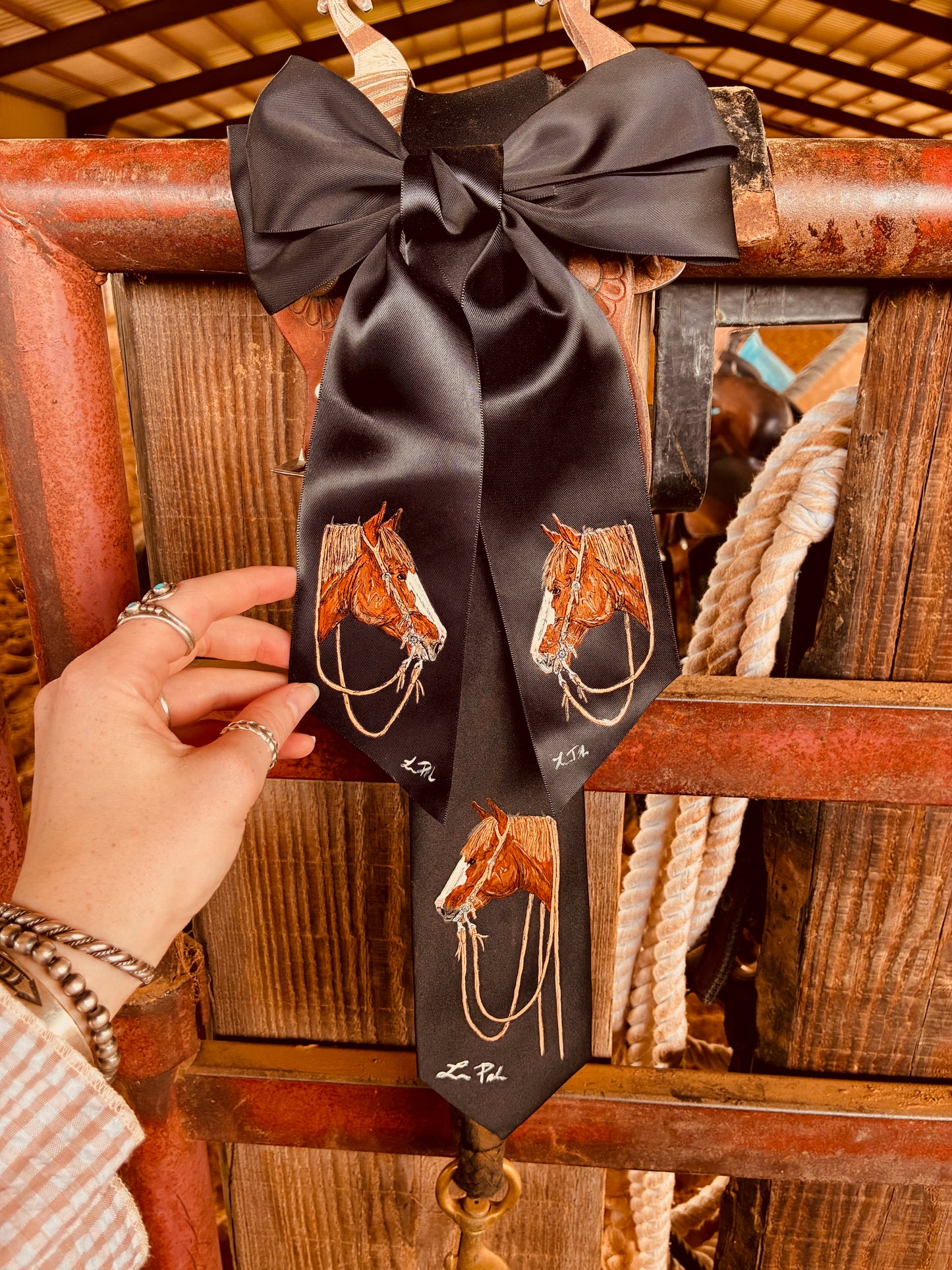 Augustus Black HANDPAINTED Hairbow