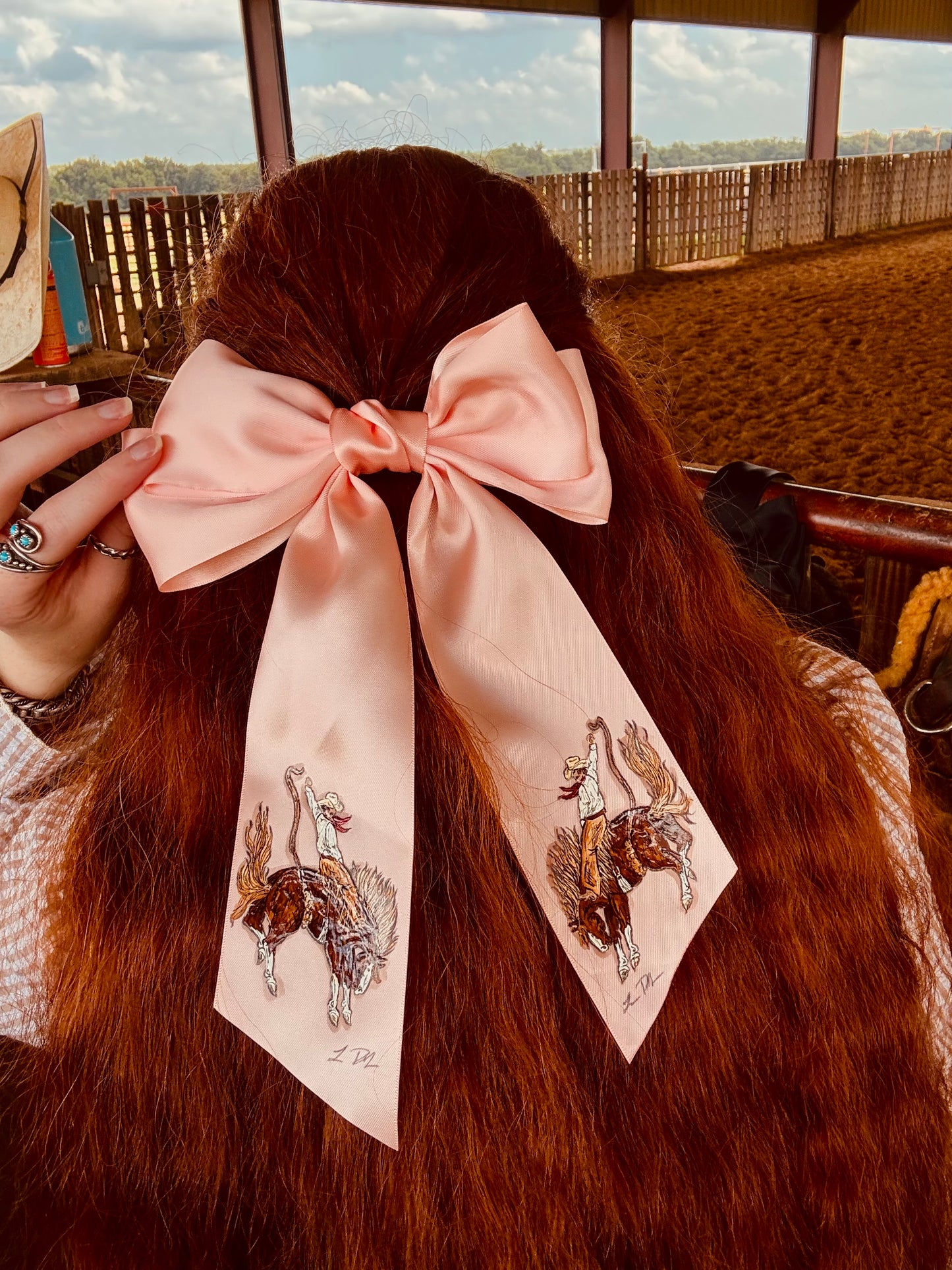 Sally Pink HANDPAINTED Hairbow