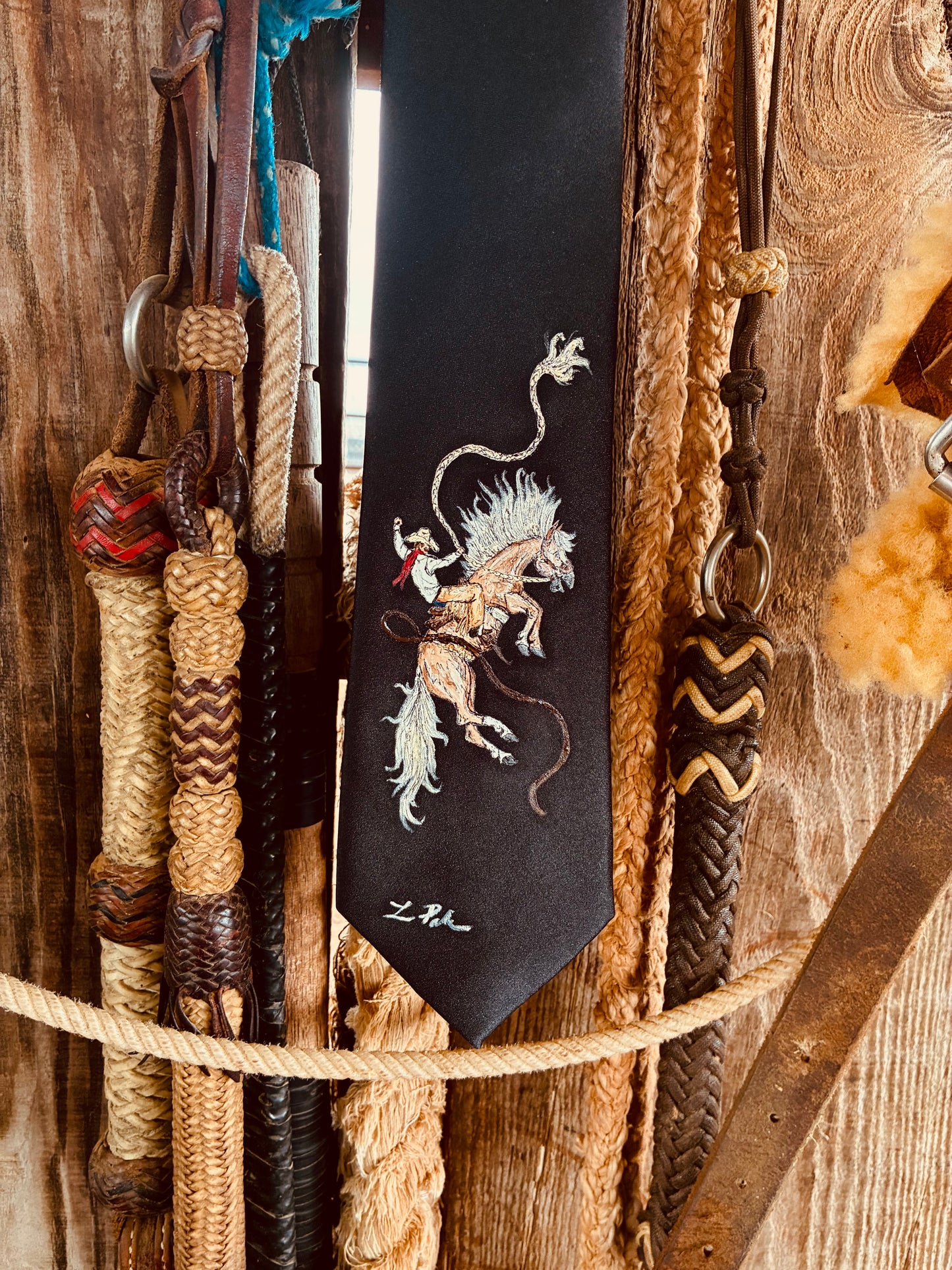 Okie Black Handpainted Necktie