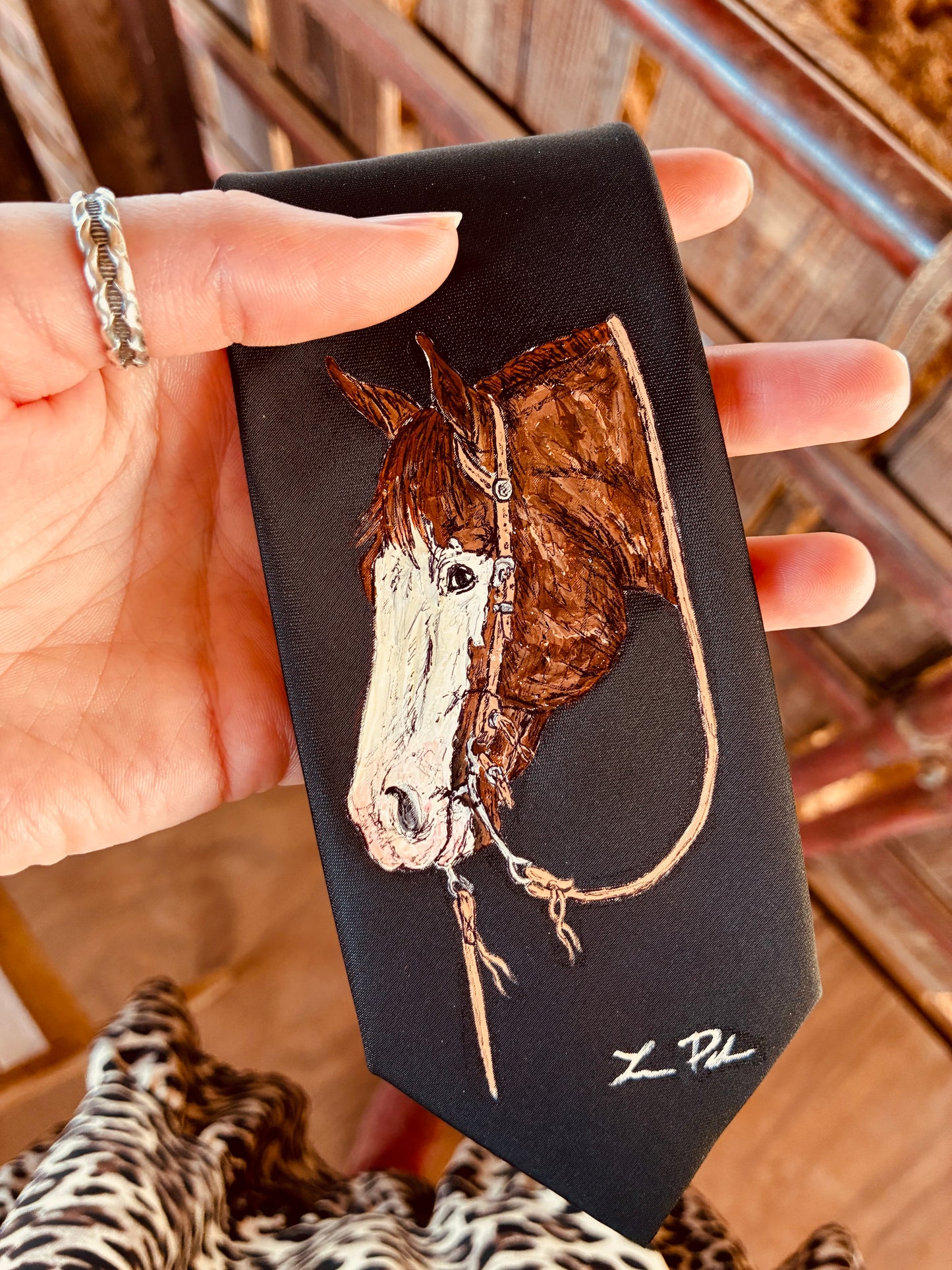 Frances Skinny Black Handpainted Necktie