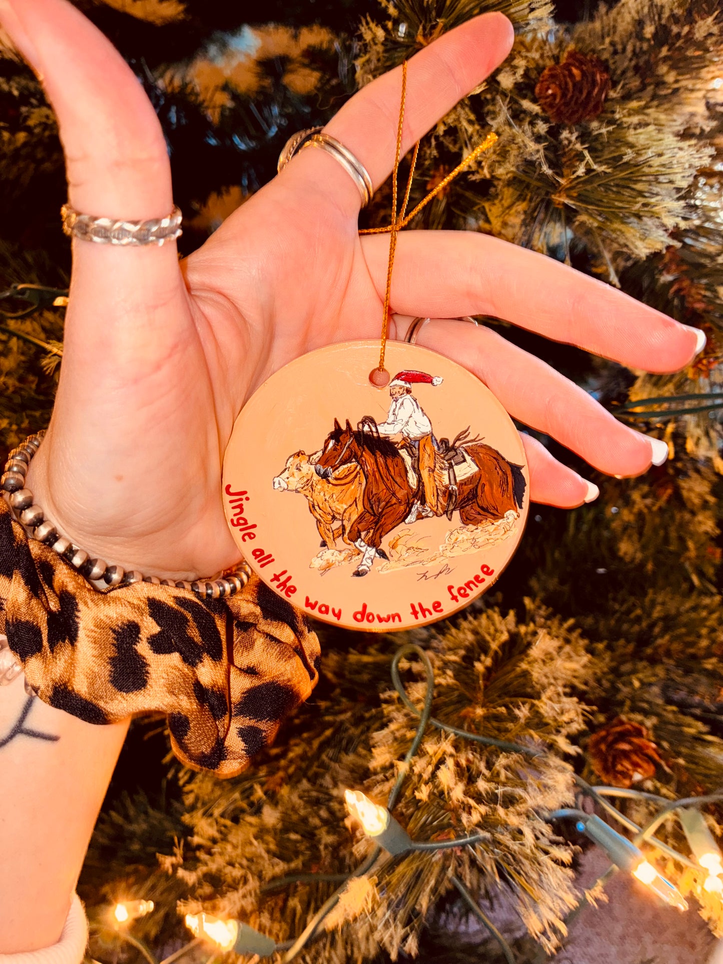 Down the Fence Hanpainted Ornament