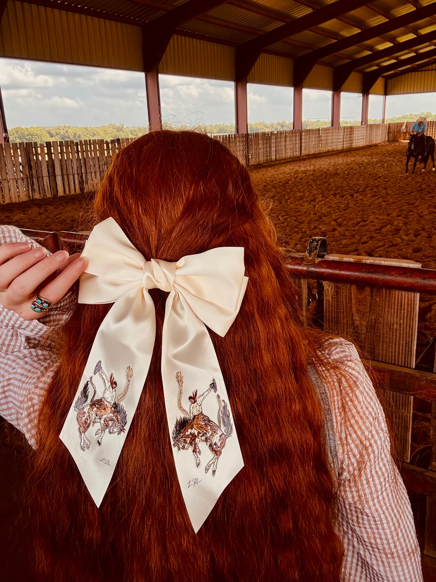 Paint Bronc White HANDPAINTED Hairbow