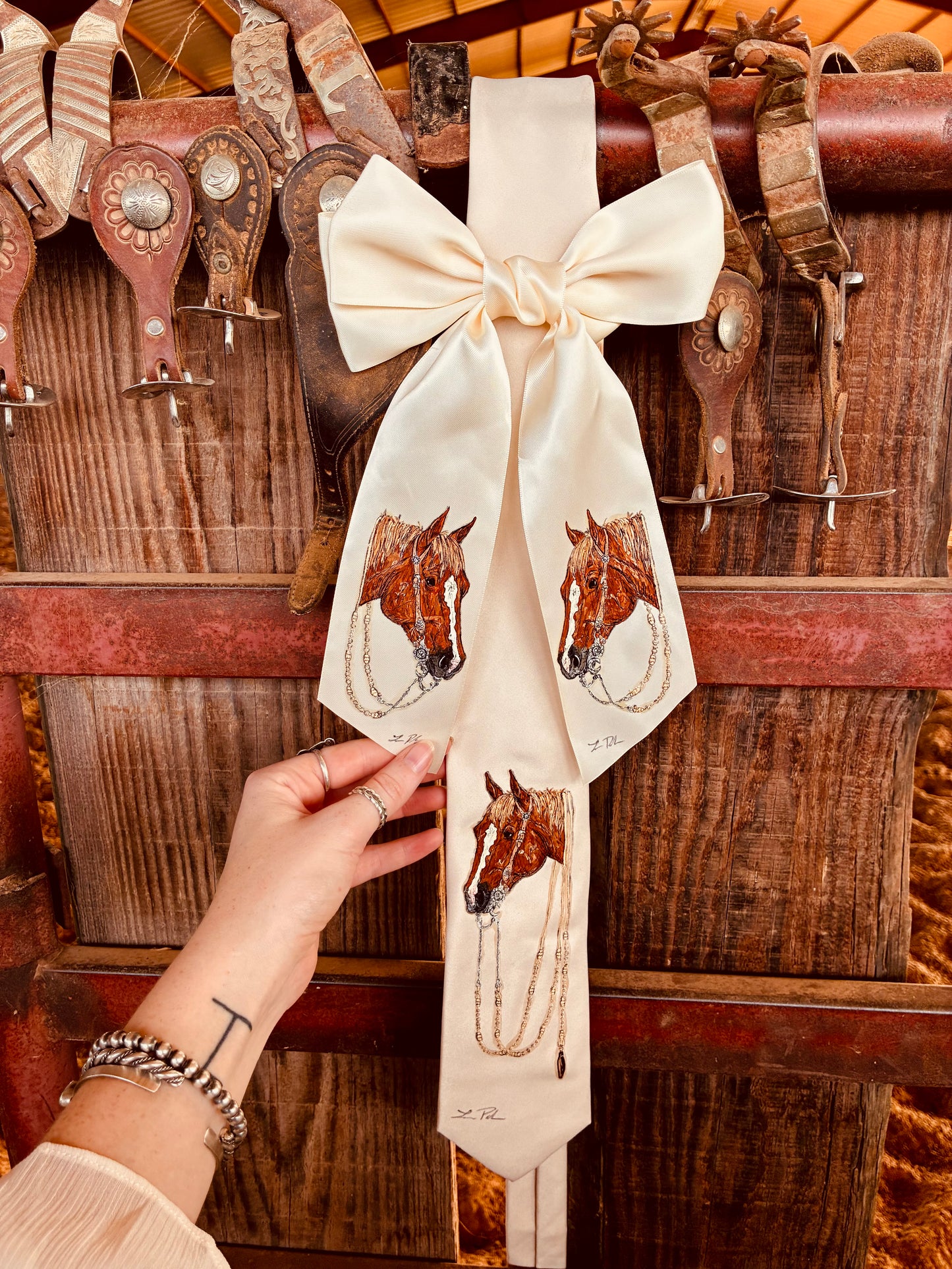 Laura White HANDPAINTED Hairbow