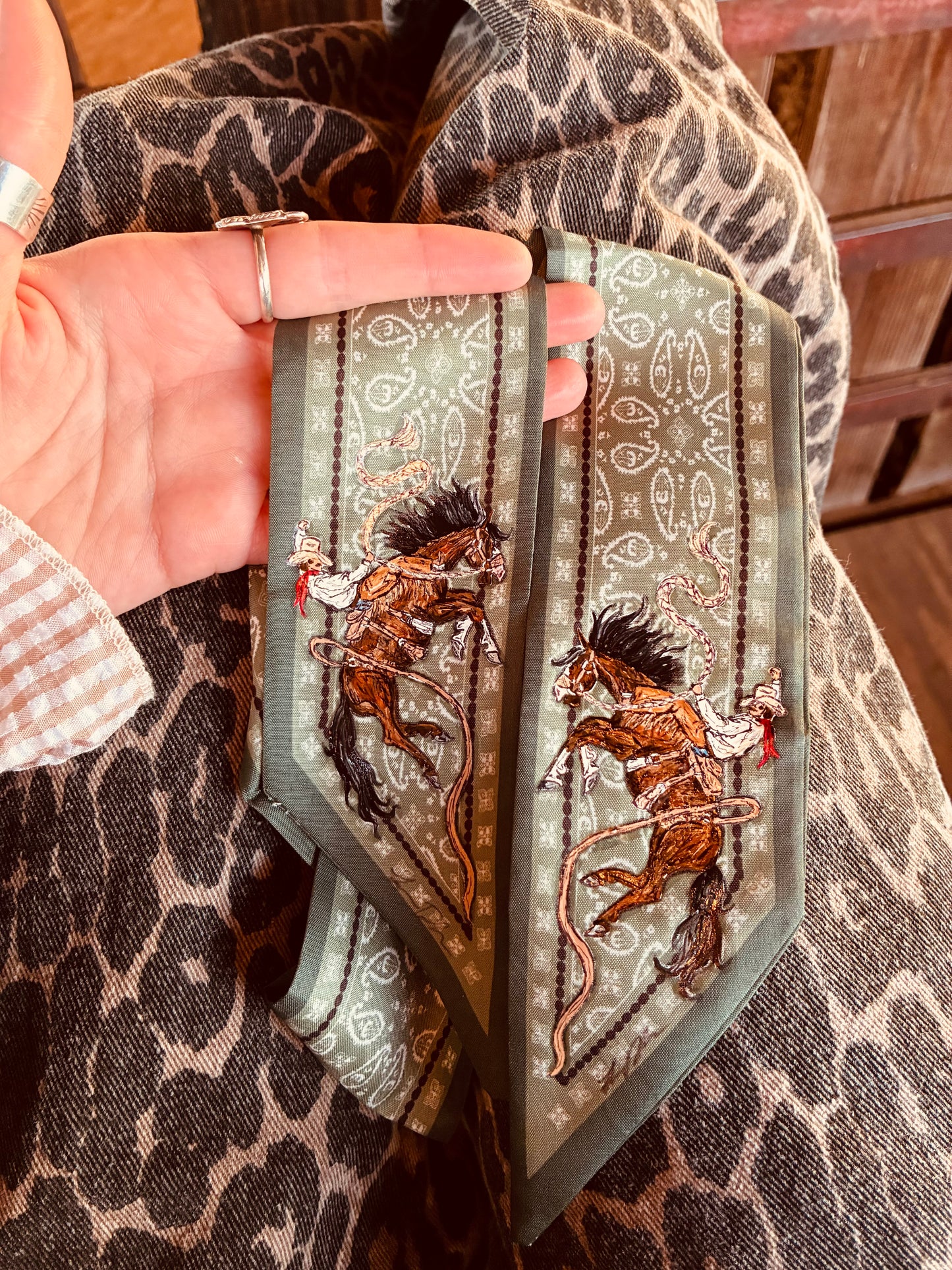 Saint Green HANDPAINTED Twilly