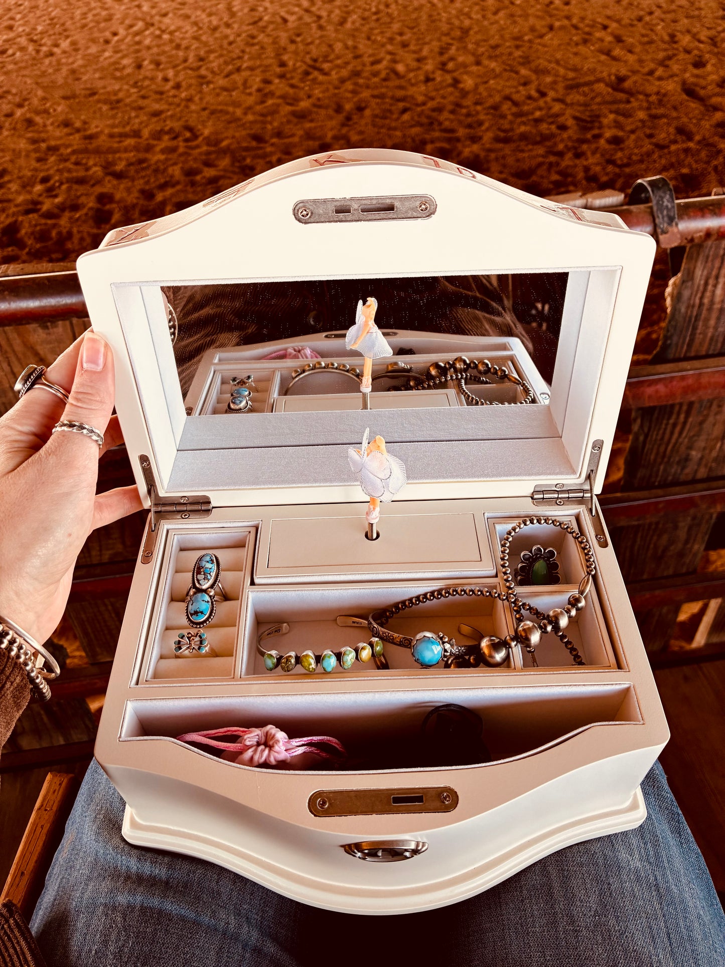 Hastings HANDPAINTED Wooden Jewelry Music Box