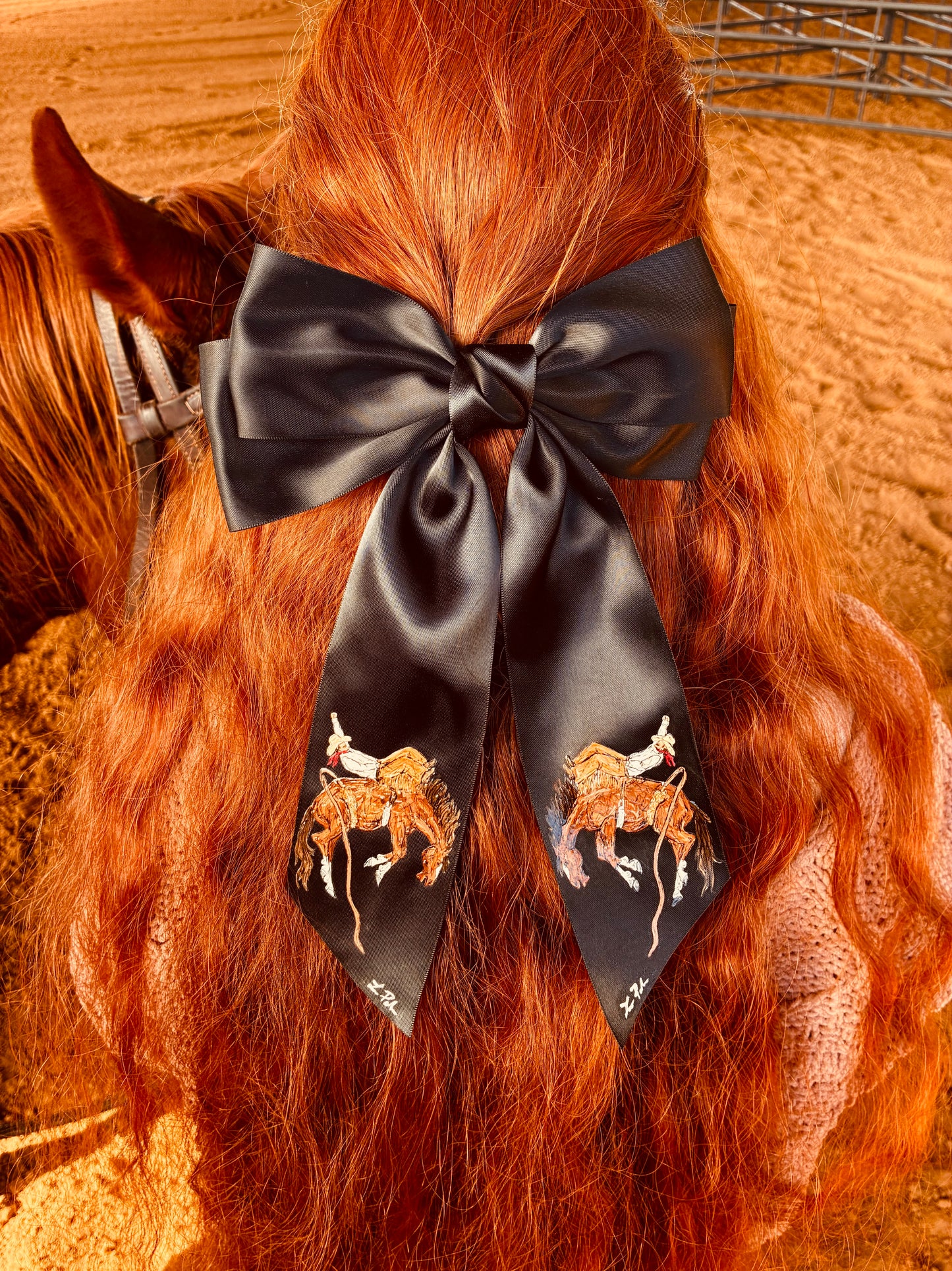 Western Black HANDPAINTED Hairbow