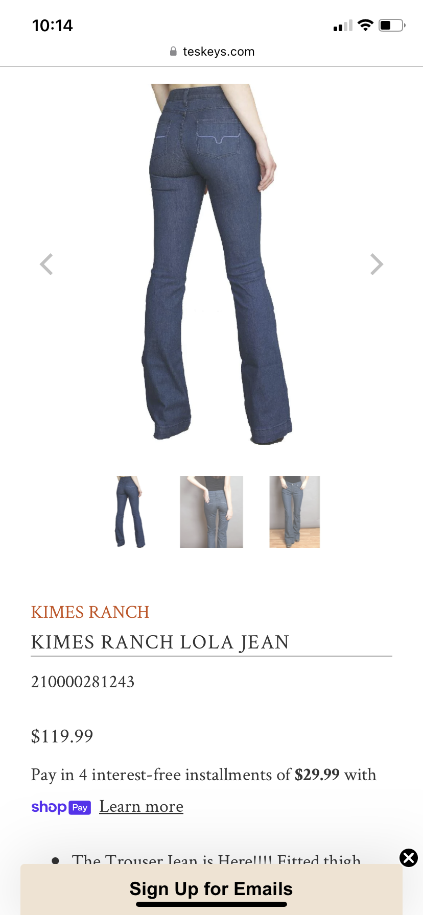 Like New Kimes Ranch Lola Jeans