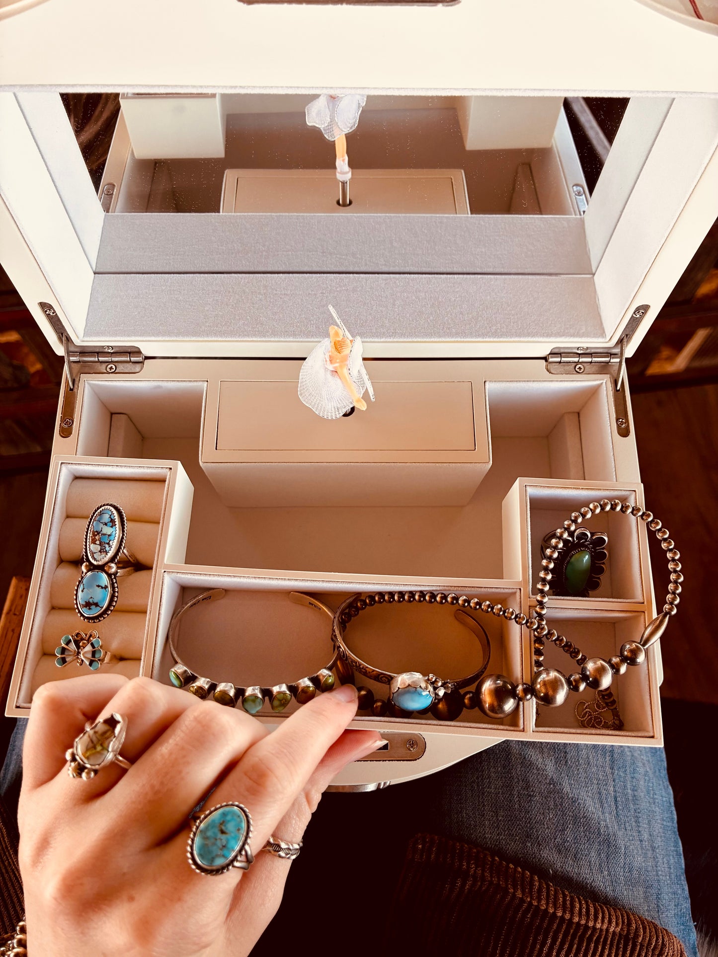 Penelope HANDPAINTED Wooden Jewelry Music Box