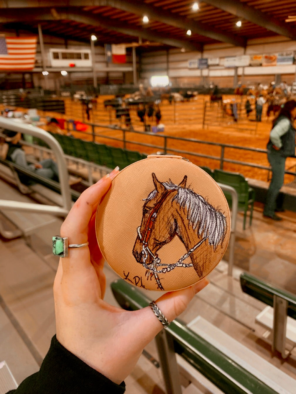 Mini Round Palomino Jewelry Case