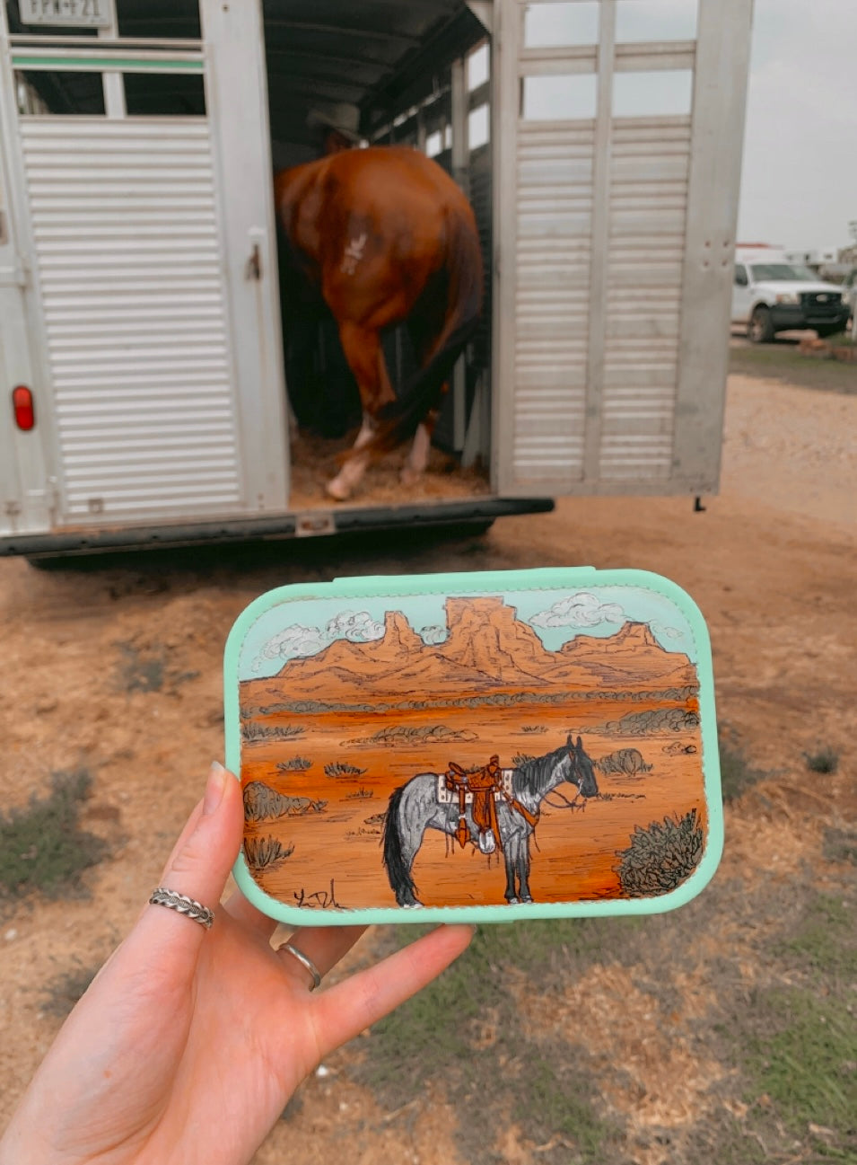 Roan in the Desert Large Turquoise Case