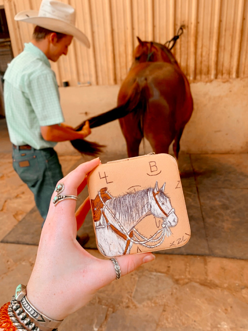 White Horses Mini Jewelry Case