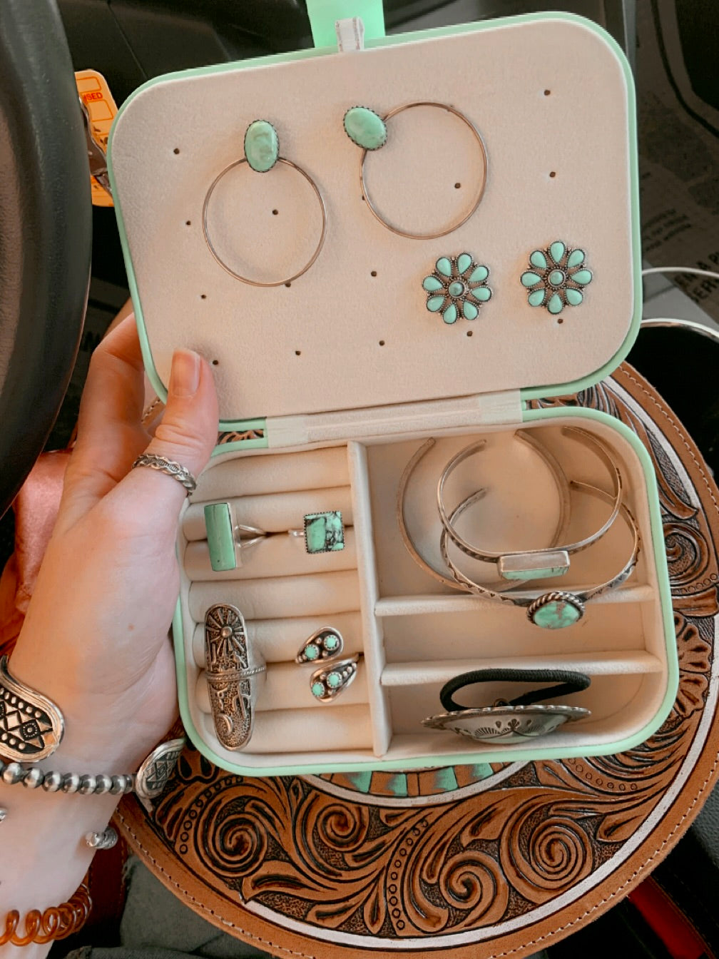 Large Black Horse Pink Jewelry Case