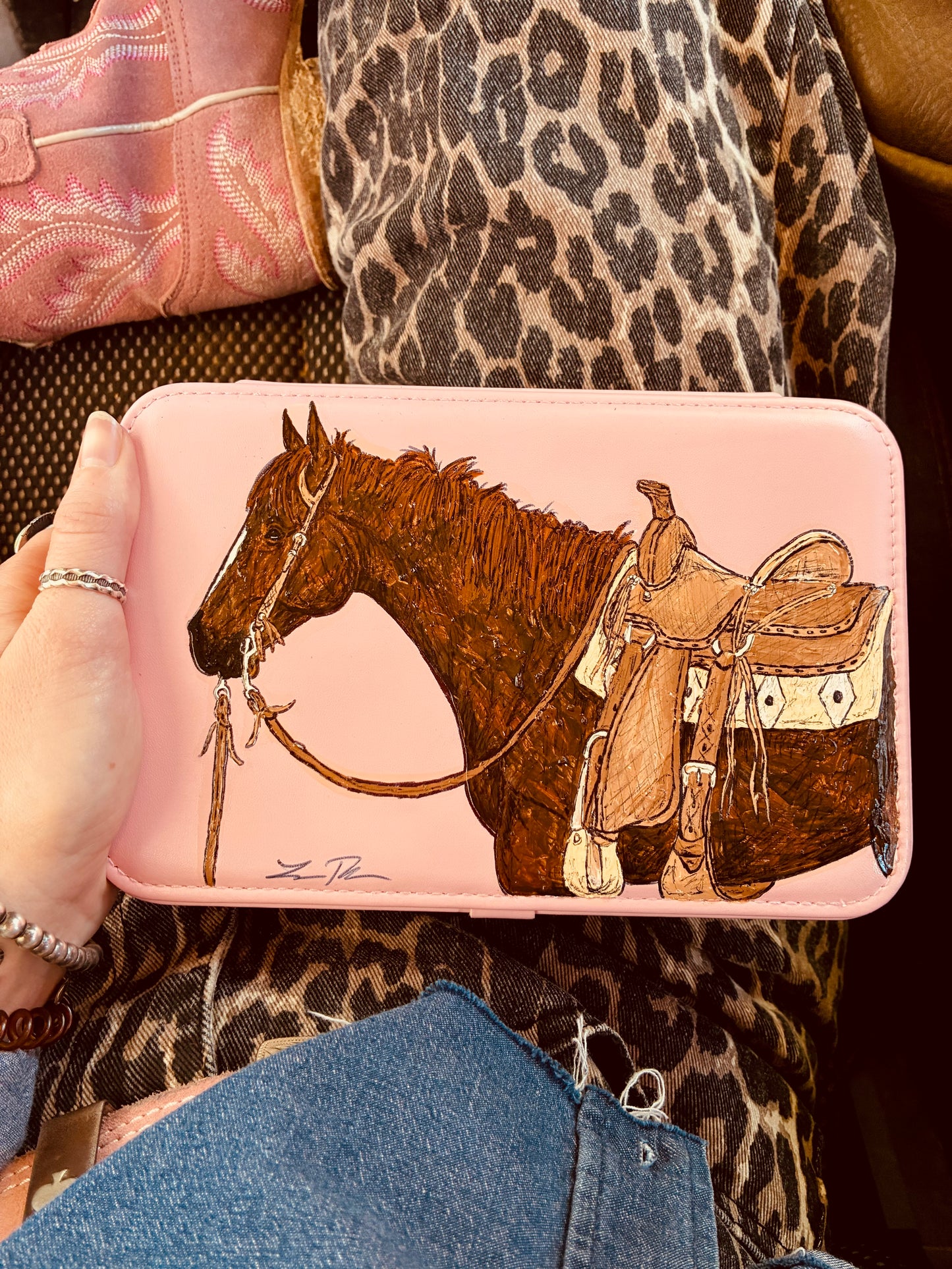 Crystal Pink Handpainted Large Case