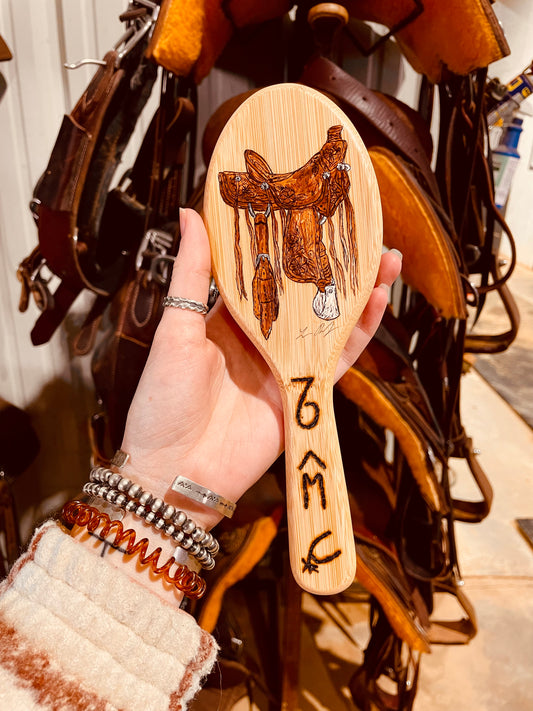 Saddled Handpainted Wooden Hairbrush