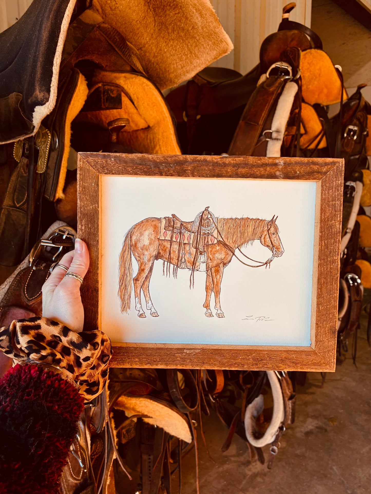 Watercolor in Handmade Barn Wood Frame