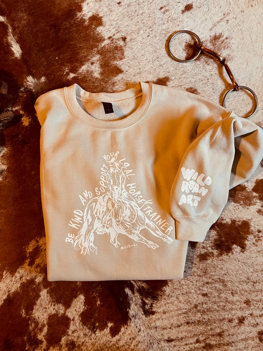 Horse Trainer Tan Crewneck White Vinyl