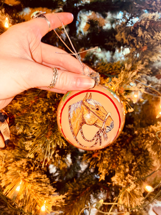 Pretty Palomino Large HANDPAINTED Ornament