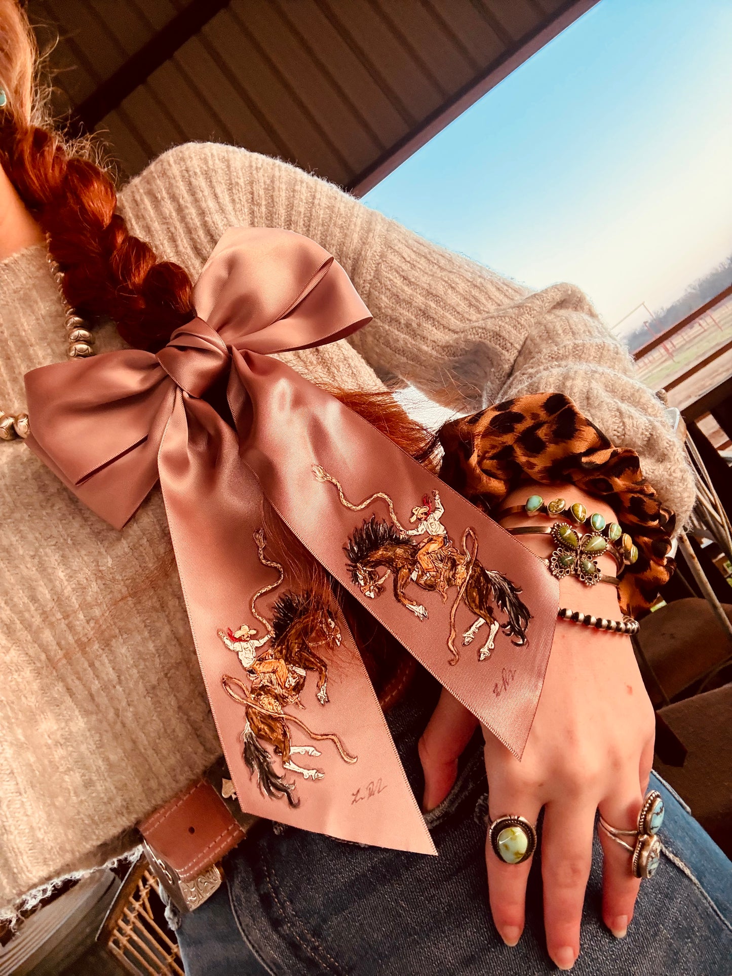 Rio Mauve HANDPAINTED Hairbow