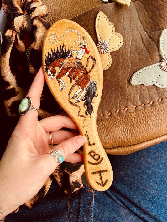 Lamar Handpainted Wooden Hairbrush