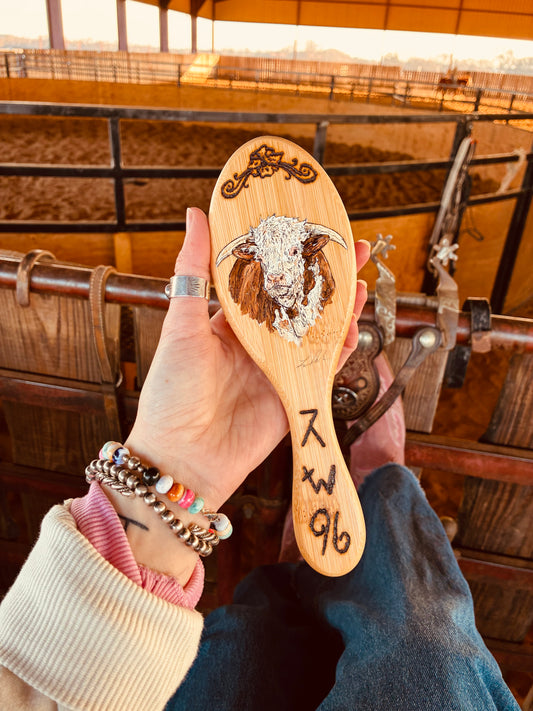 Hereford Handpainted Wooden Hairbrush