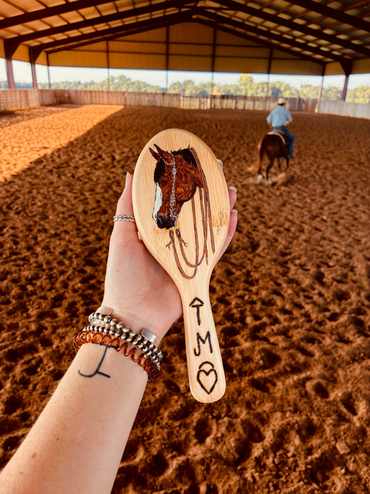 Rosa Handpainted Wooden Hairbrush