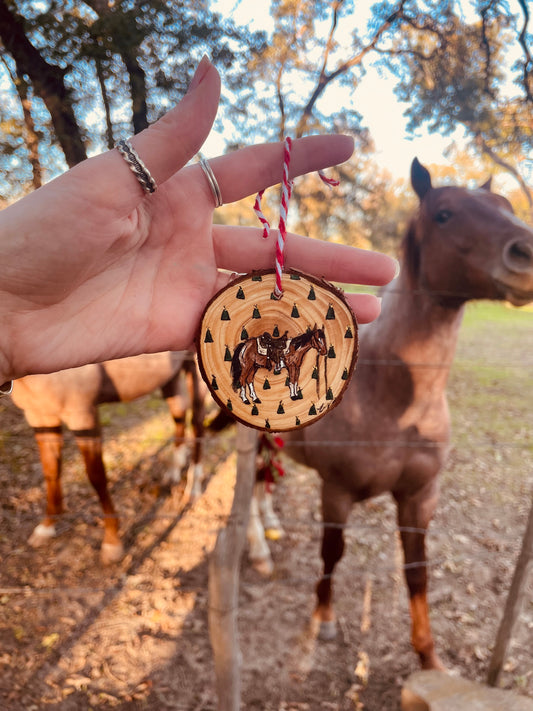 Festive Hanpainted Wood Ornament