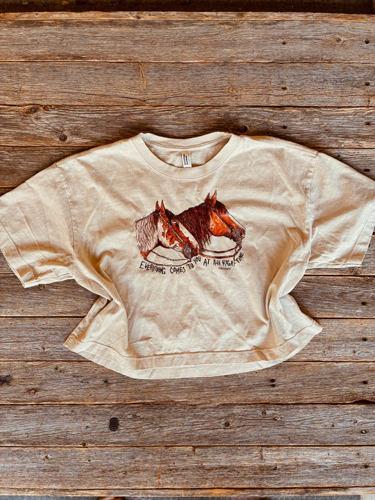 Right Time Cotton Cropped Tee Large