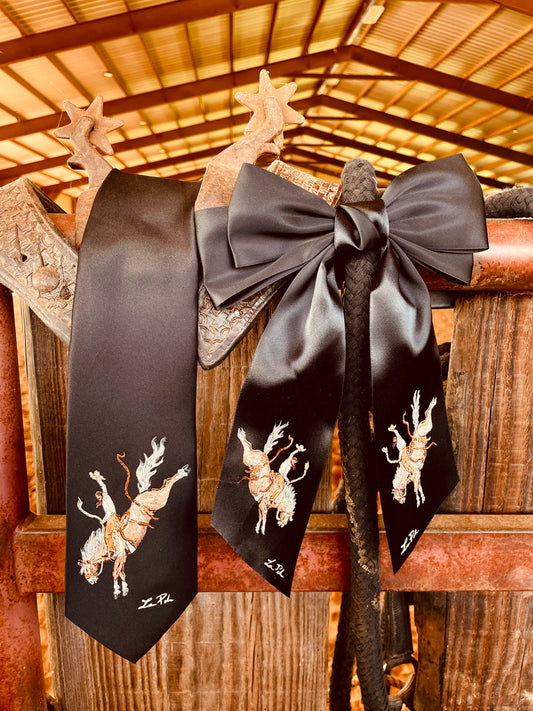 Bronc Babe Handpainted Necktie And Bow