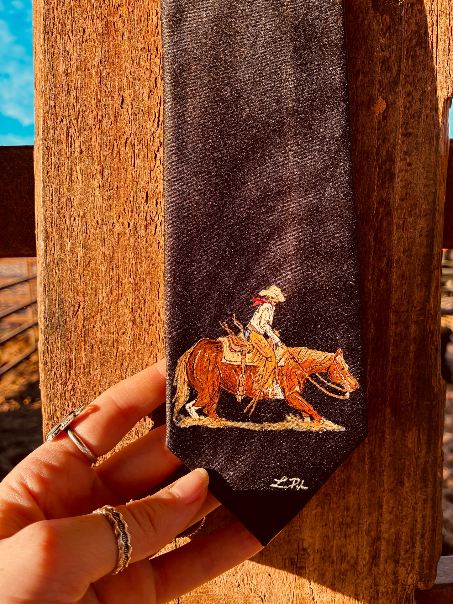 Cut A Rug Black Handpainted Necktie