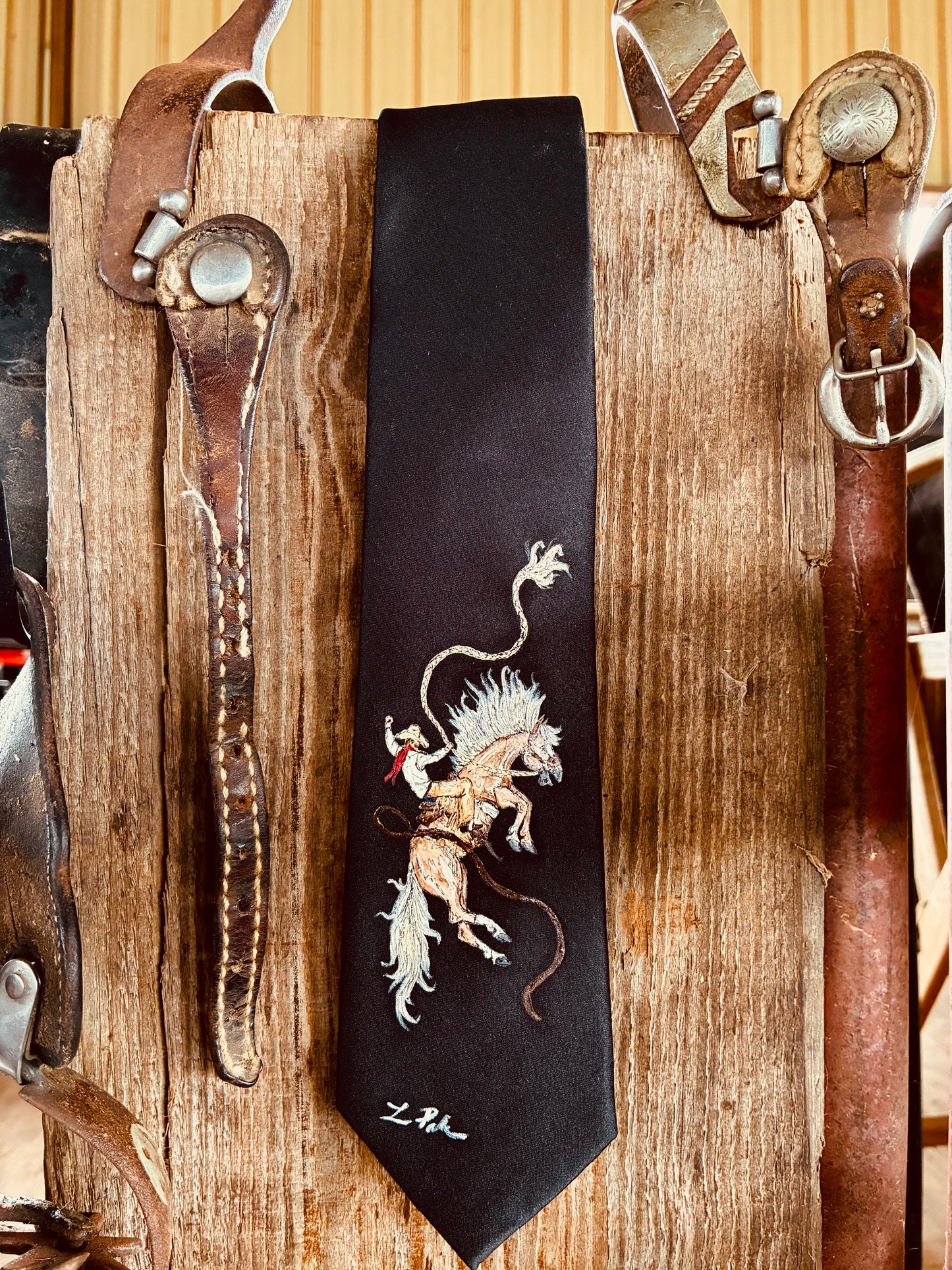 Okie Black Handpainted Necktie