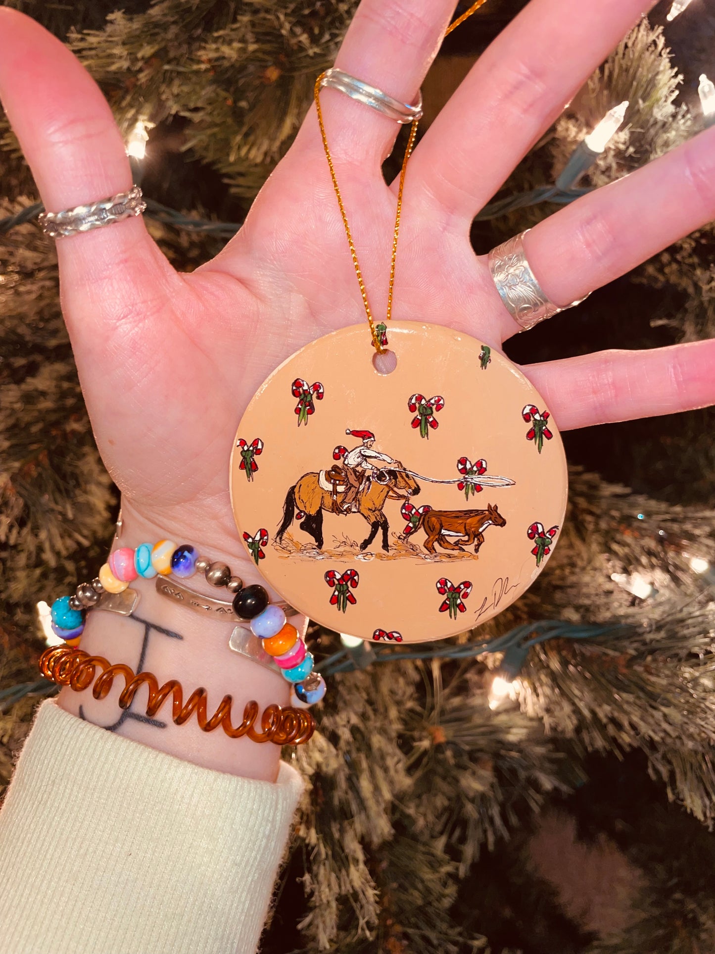 Rope Horse For Xmas Hanpainted Ornament