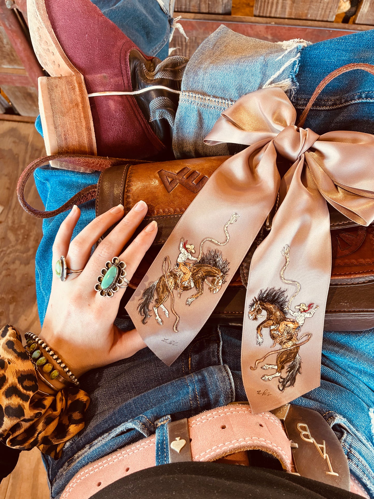 Rio Mauve HANDPAINTED Hairbow