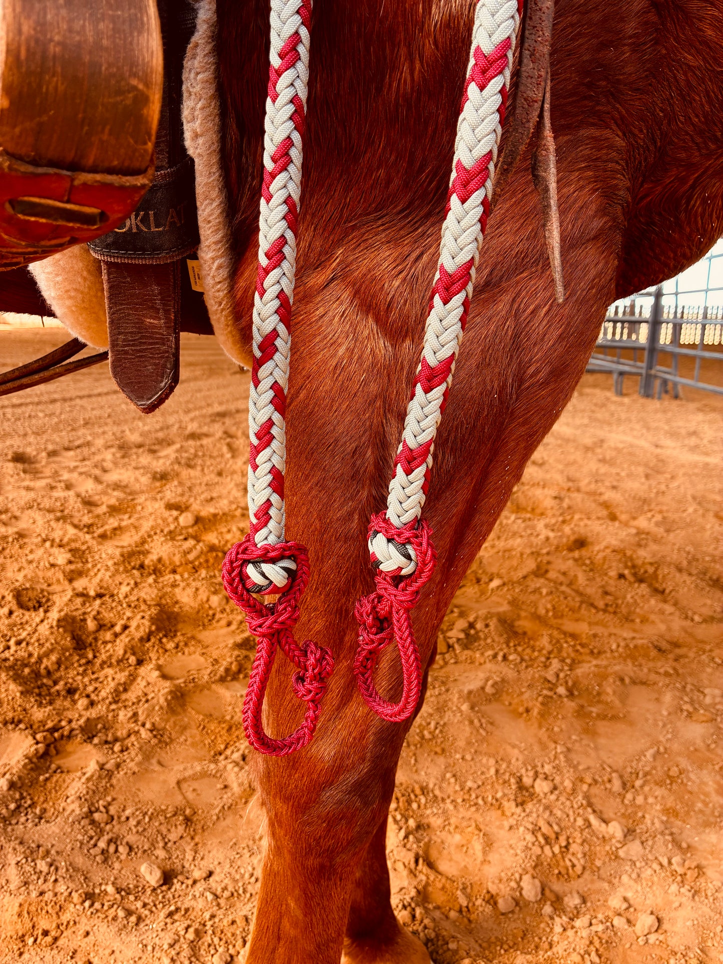 Valentine Handmade Red and Gray Loop Reins