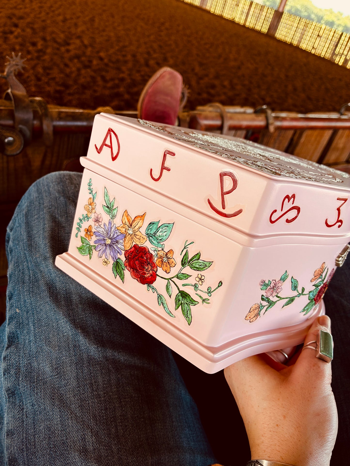 Penelope HANDPAINTED Wooden Jewelry Music Box
