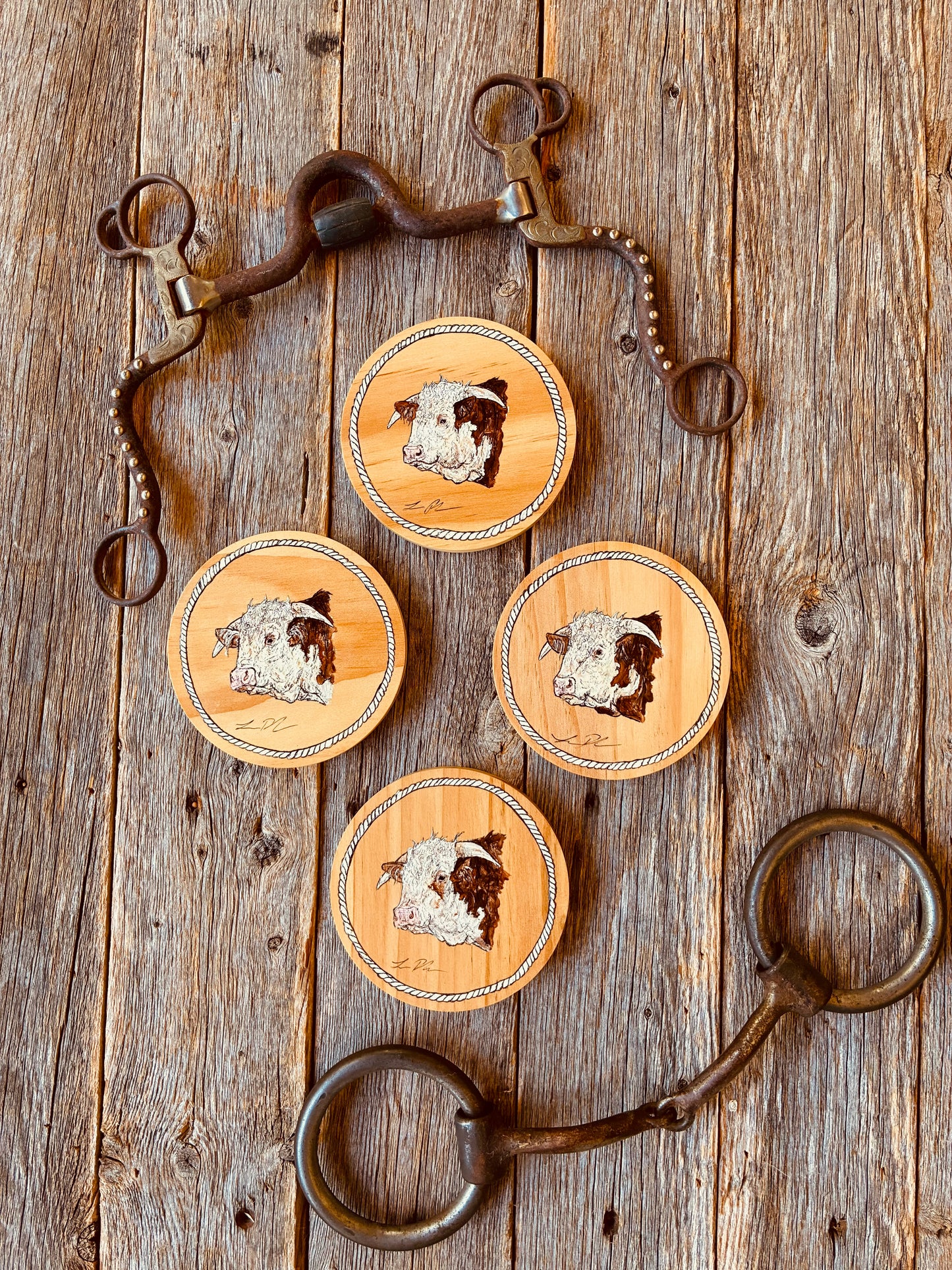 Hereford Round Wooden Coasters