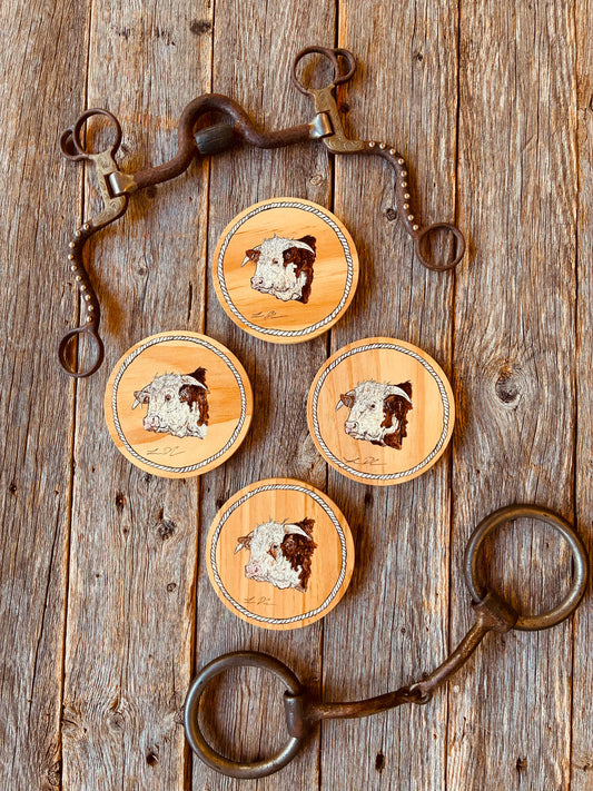 Hereford Round Wooden Coasters