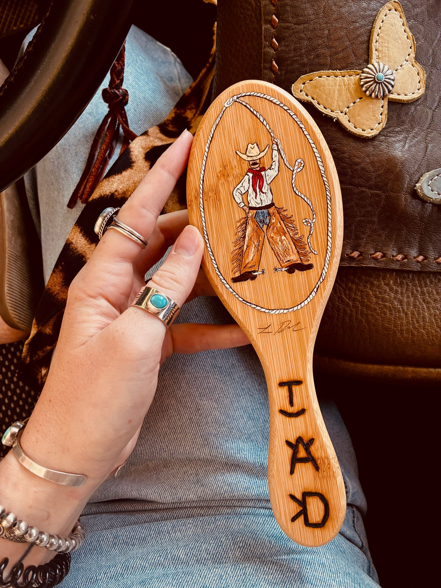 Mac Handpainted Wooden Hairbrush