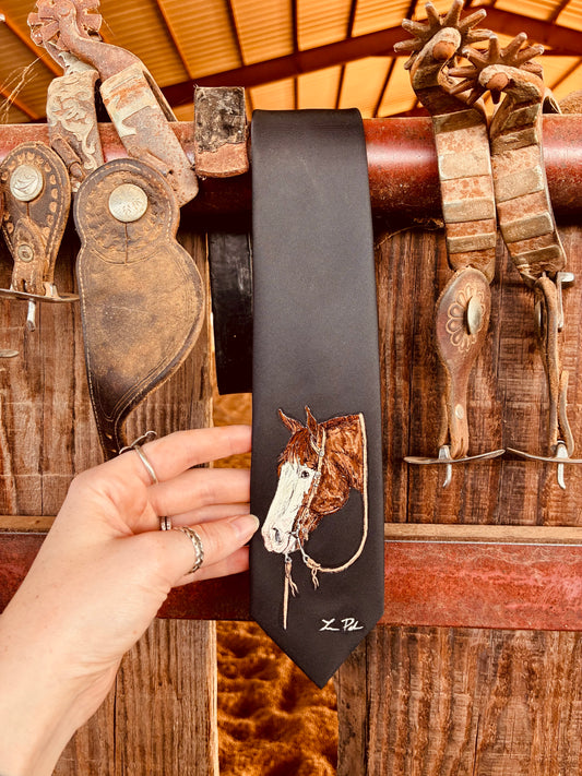 Frances Skinny Black Handpainted Necktie