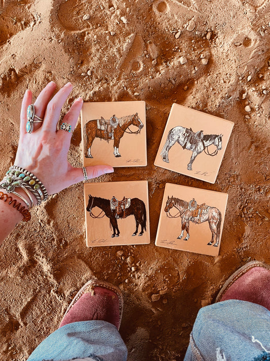 Rope Horse Handpainted Coasters
